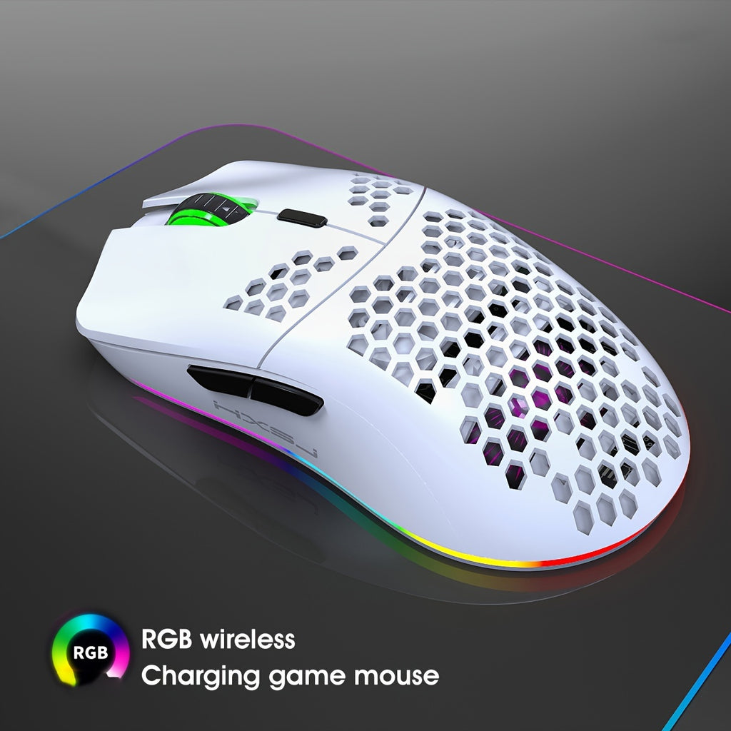 Souris de jeu sans fil RGB HXSJ - Rechargeable