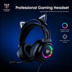 Casque de jeu ONIKUMA à oreilles de chat - Oreilles détachables RGB