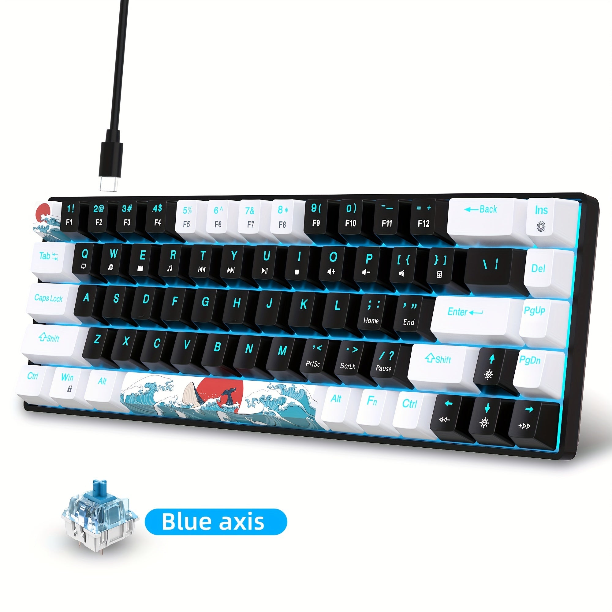 HXSJ Mechanical Gaming Keyboard - 68 Keys Blue Switches