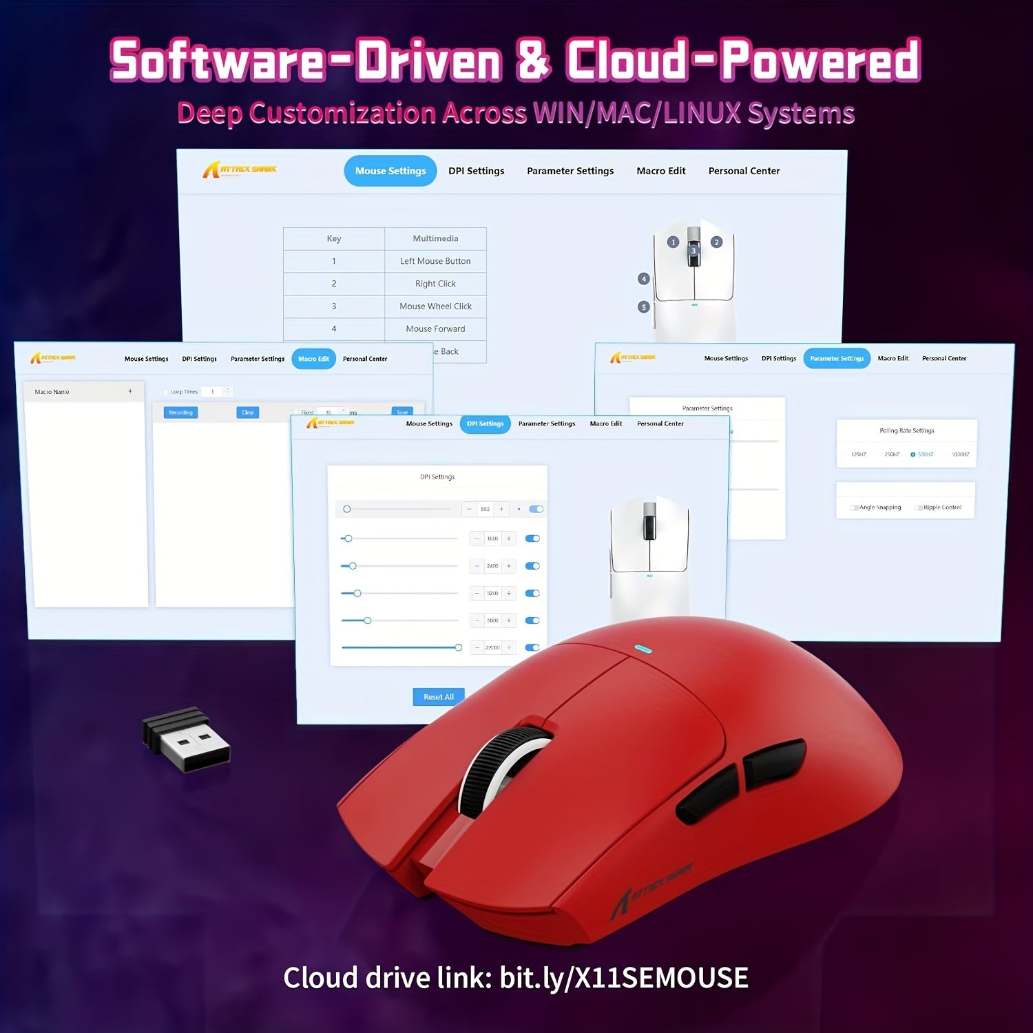 Souris gaming ATTACK SHARK X11SE - Légère (59 g)