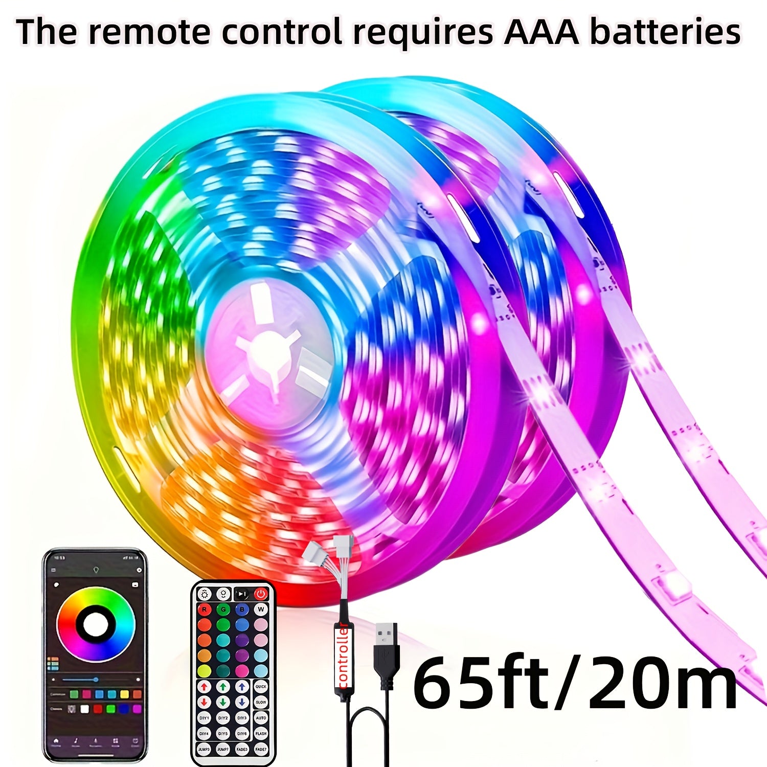 RGB LED Strip Lights - Music Sync App Control