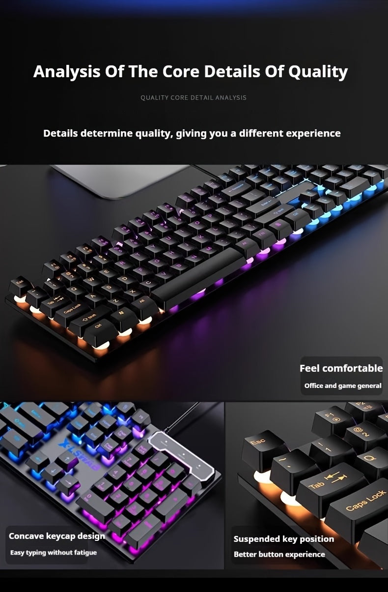 Clavier de jeu silencieux EWEADN - 104 touches LED