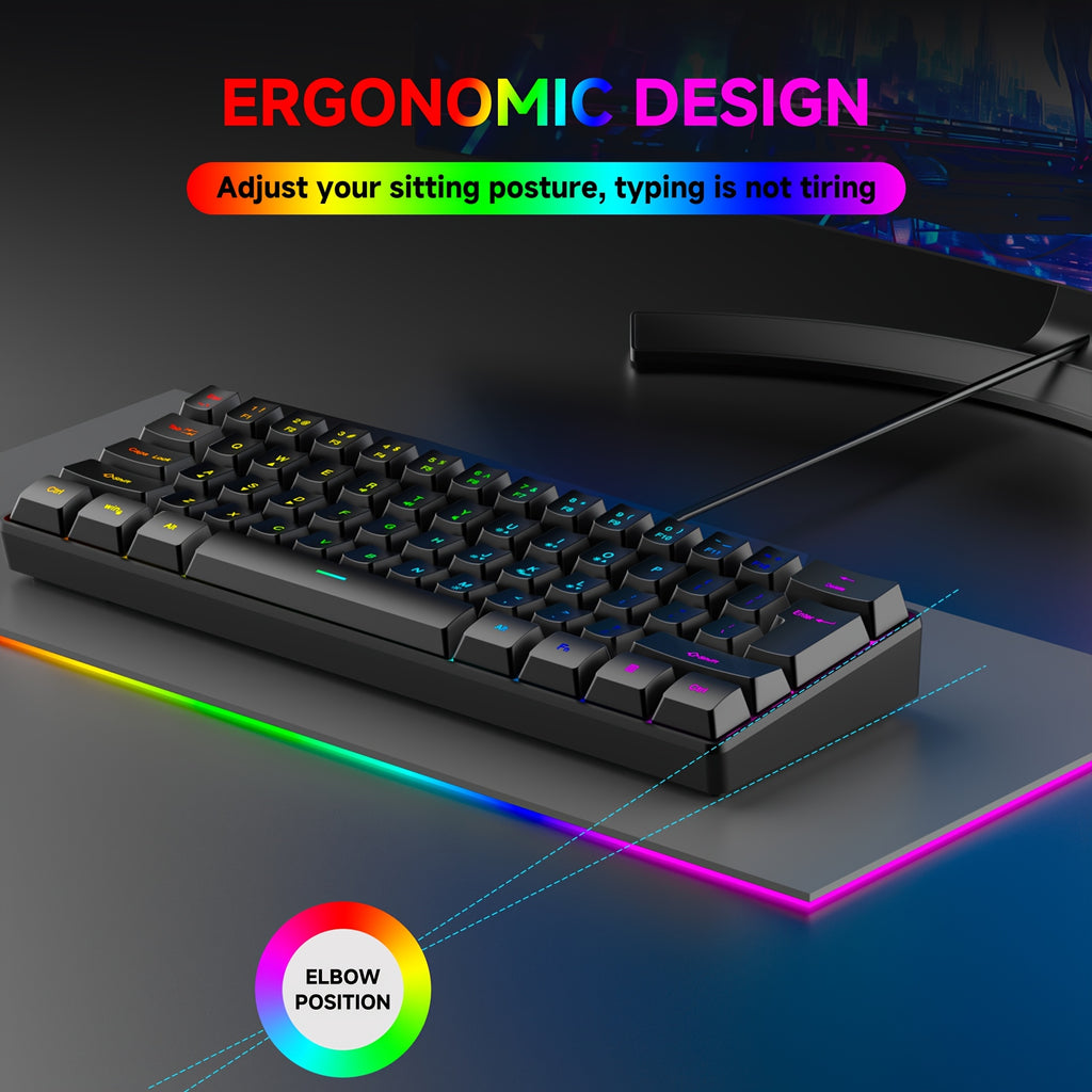 Clavier de jeu GOTBAT 60 % - Rétroéclairage RGB 61 touches
