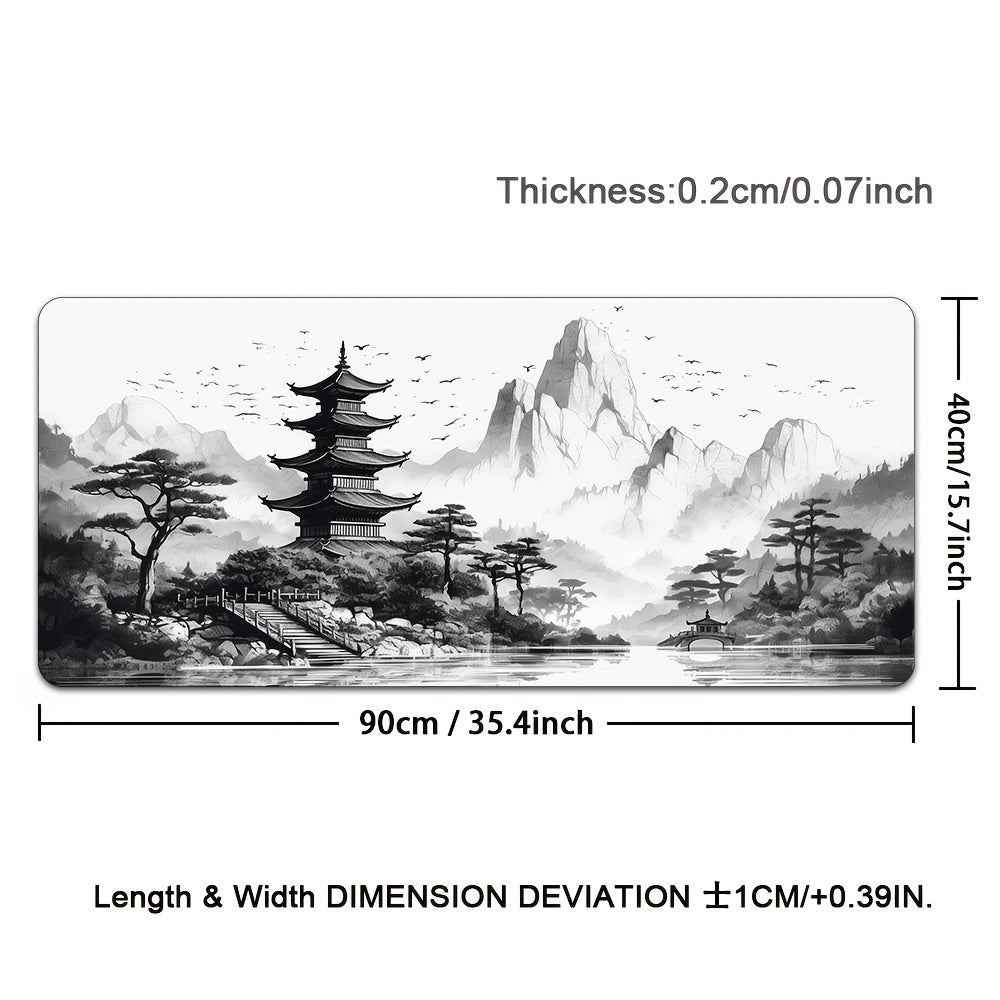 Chinese Ink Landscape Gaming Mouse Pad - Black White Art