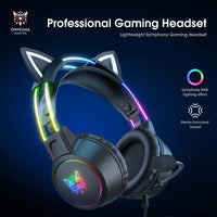 Casque de jeu ONIKUMA à oreilles de chat - Oreilles détachables RGB