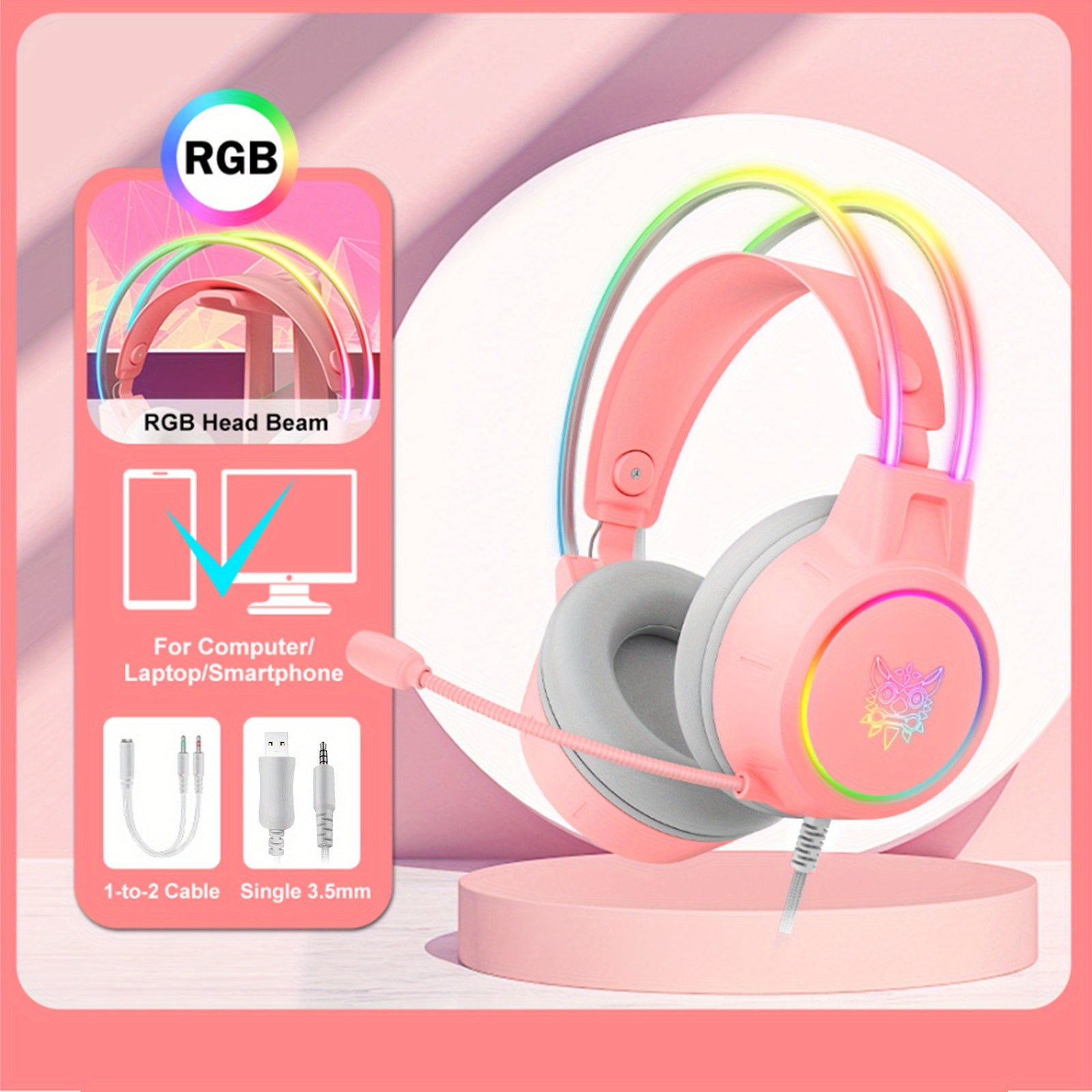 ONIKUMA Streaming Gaming Headset - Noise Canceling RGB