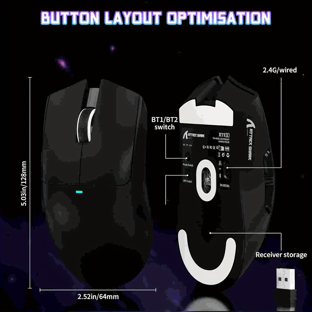 Souris gaming ATTACK SHARK X11SE - Légère (59 g)