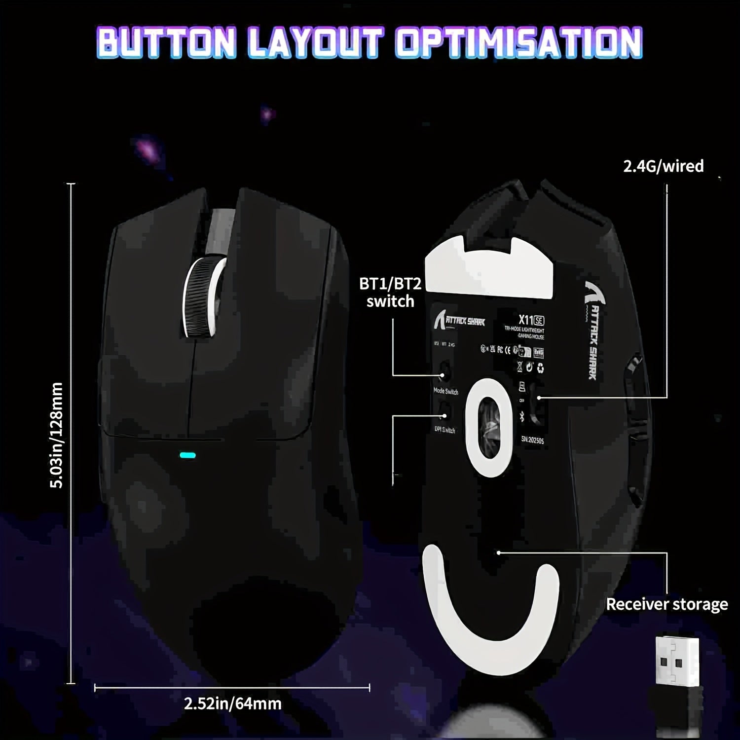 ATTACK SHARK X11SE Gaming Mouse - 59g Lightweight