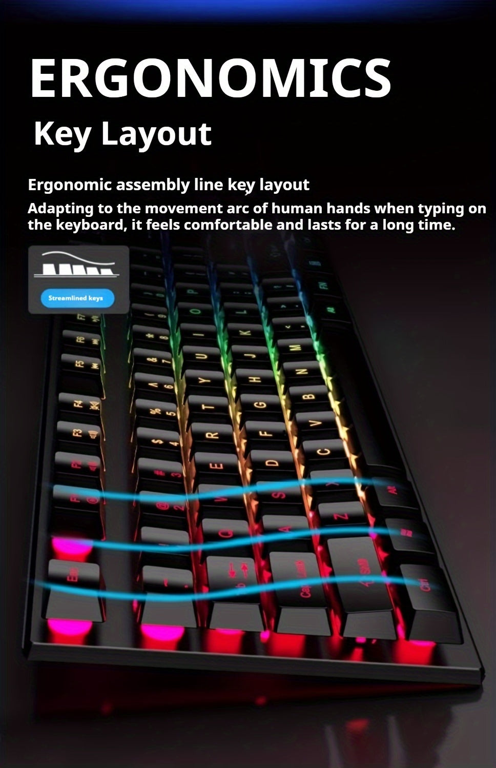 Clavier de jeu silencieux EWEADN - 104 touches LED