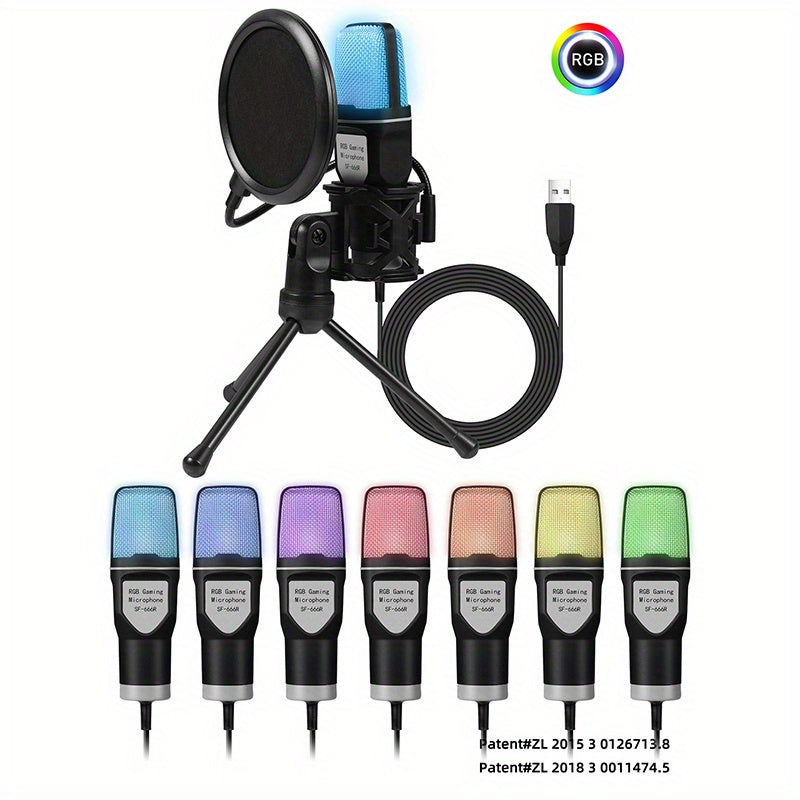 Microphone Condensateur Gaming USB - RGB 666R