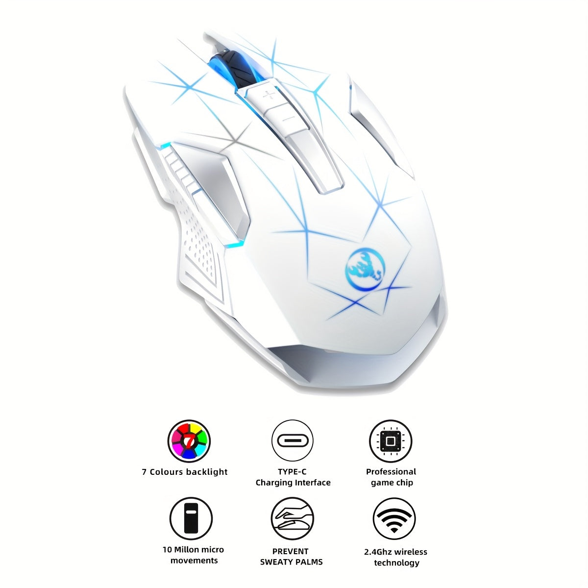 HXSJ T300 Wireless Mouse - 7 Buttons RGB