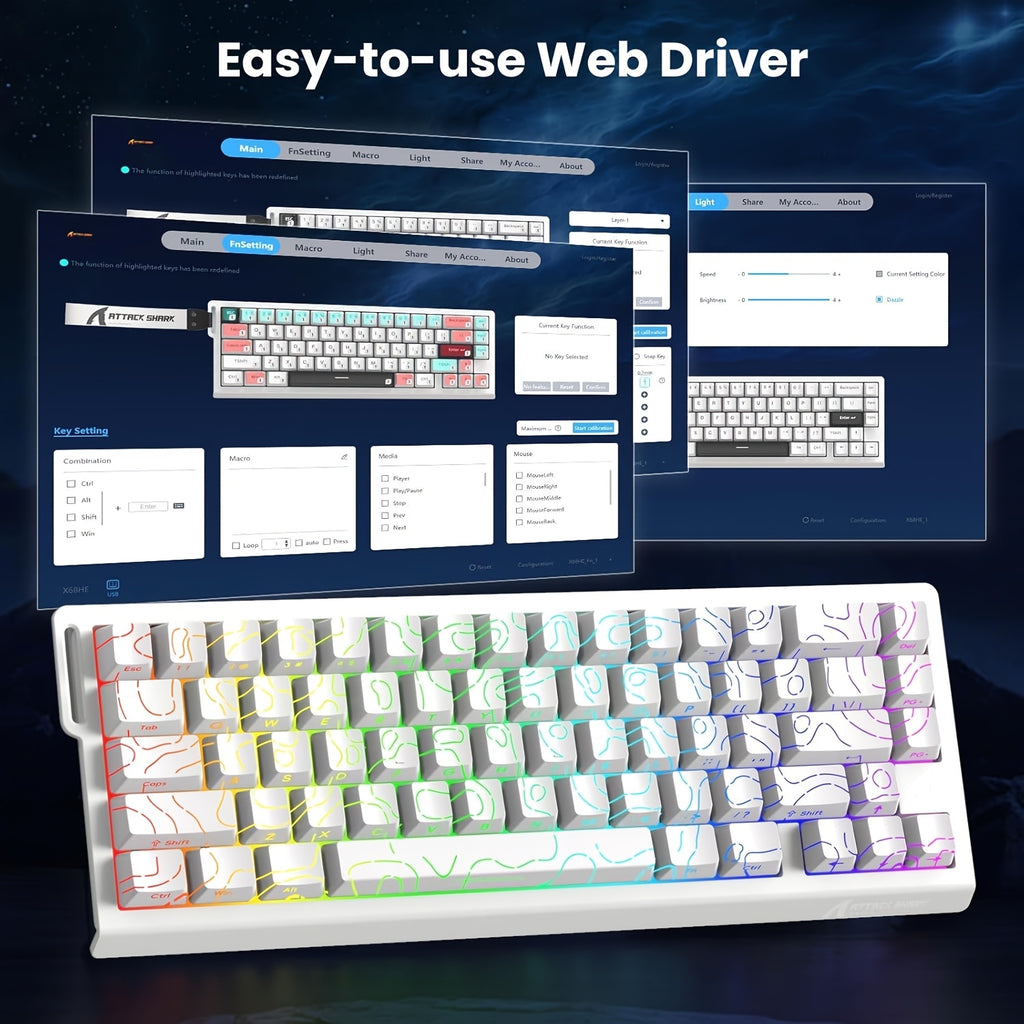 Clavier de jeu magnétique ATTACK SHARK X68HE - 8 kHz