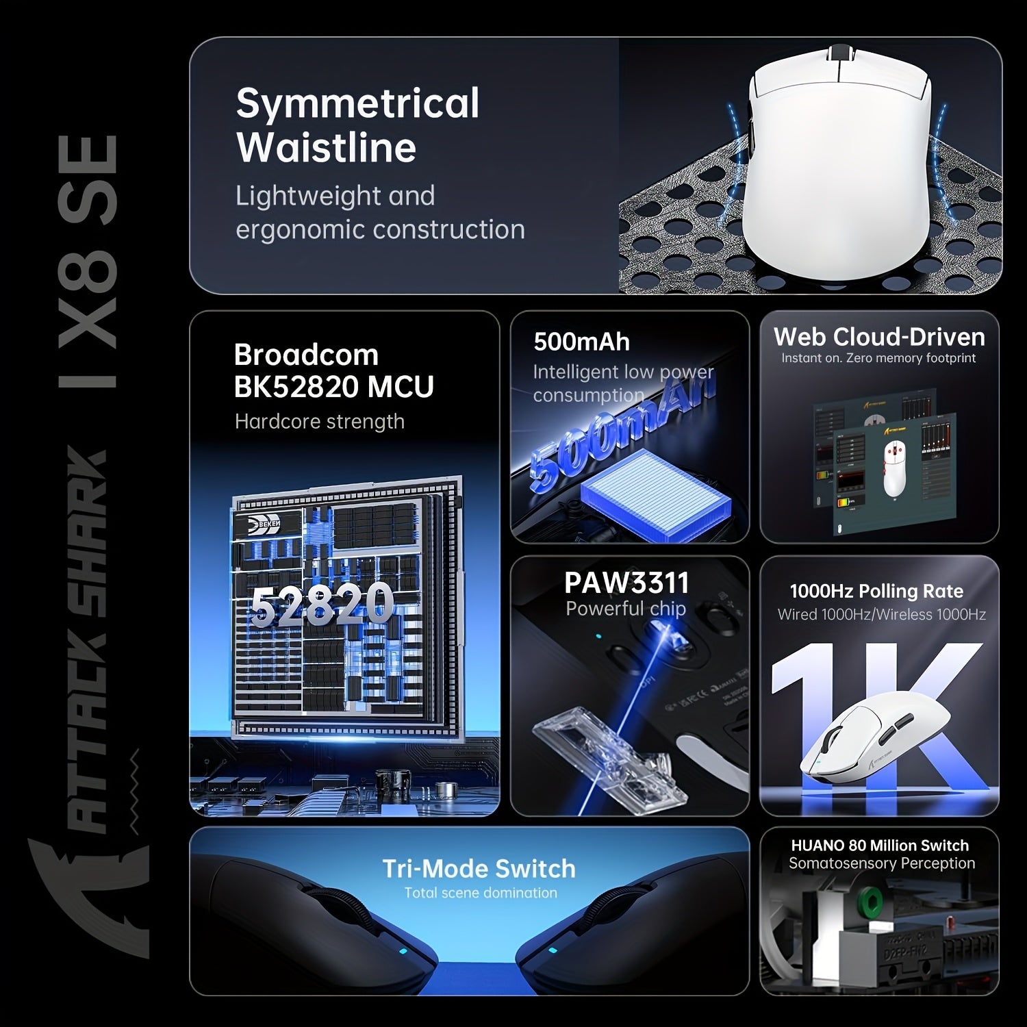 ATTACK SHARK X8 SE - 55g Shark Edition