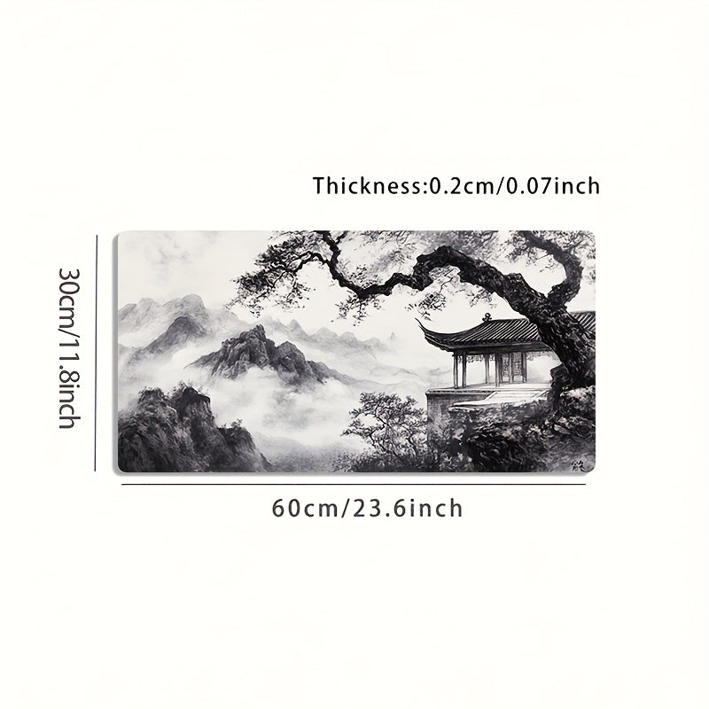 Chinese Ink Wash Gaming Mouse Pad - Ancient Pavilion Art