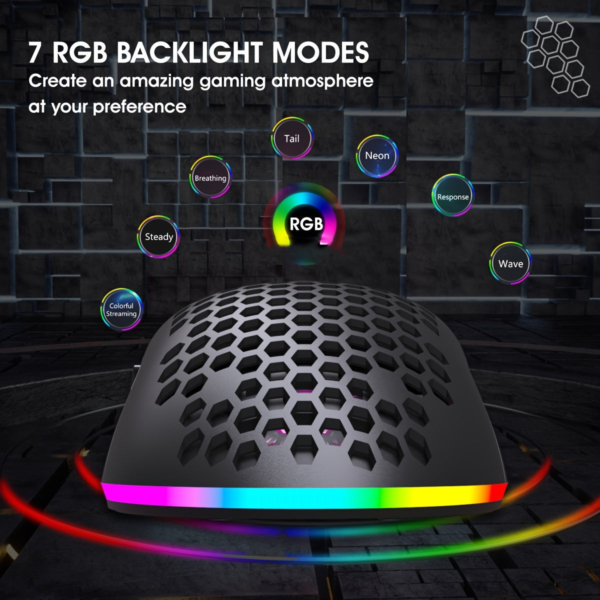 HXSJ Wireless RGB Gaming Mouse - Rechargeable