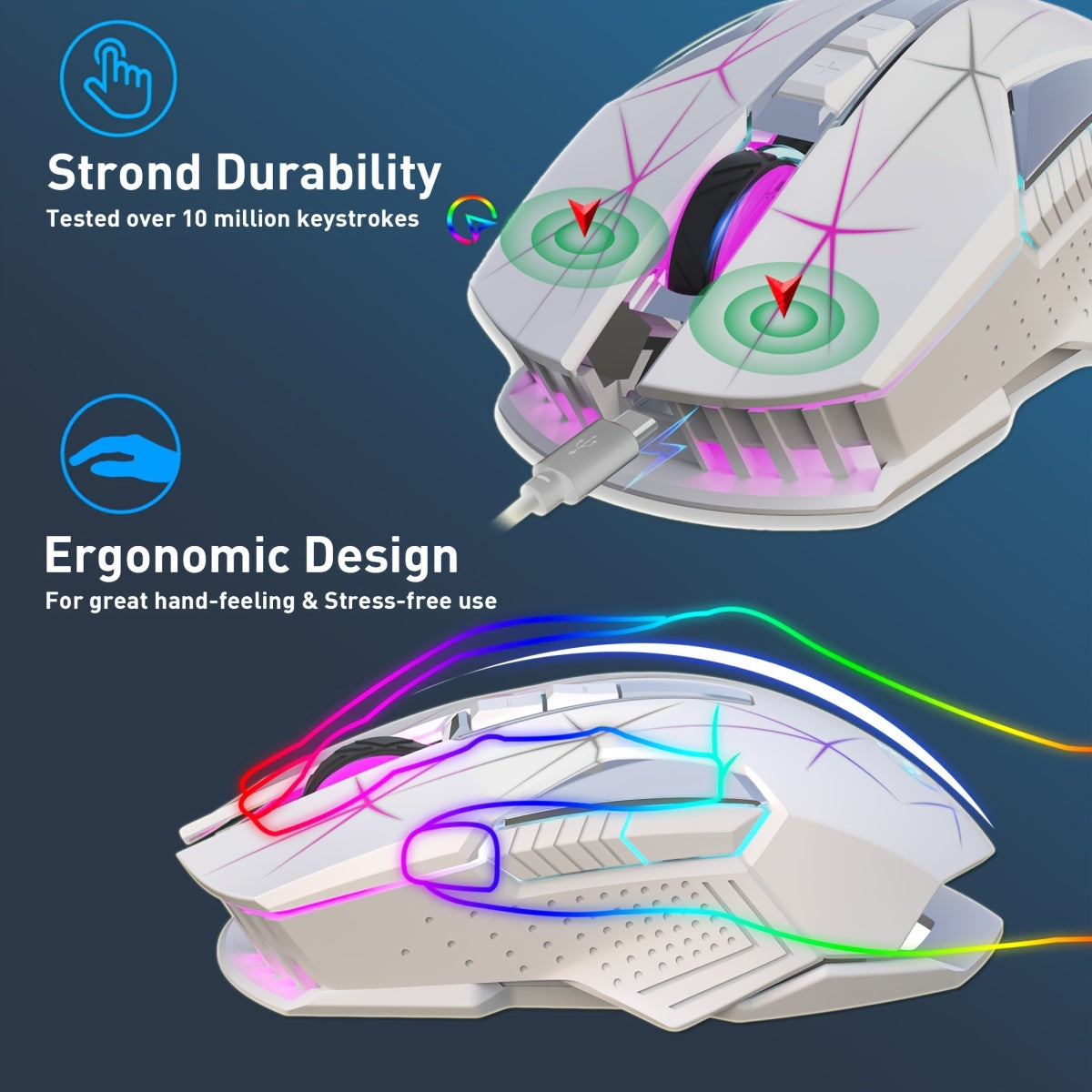 HXSJ T300 Wireless Mouse - 7 Buttons RGB