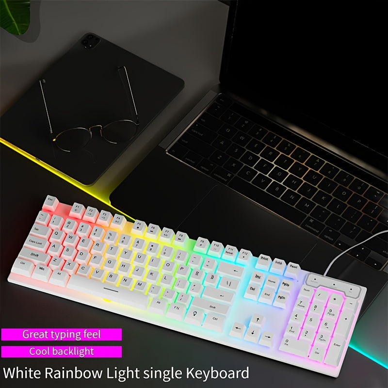 EWEADN Silent Gaming Keyboard - 104 Keys LED