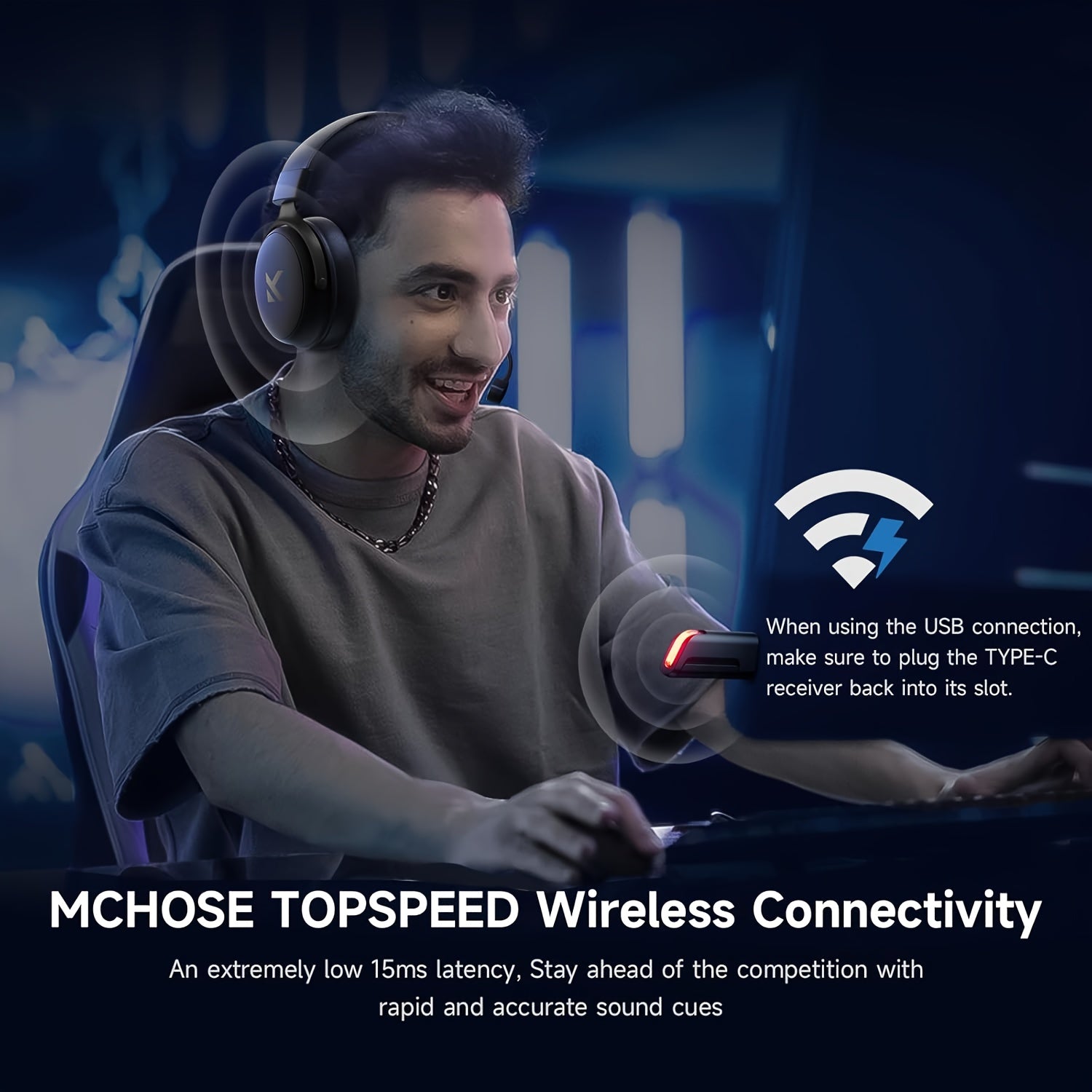 MCHOSE V9PRO Wireless Gaming Headset - 7.1 Surround Sound