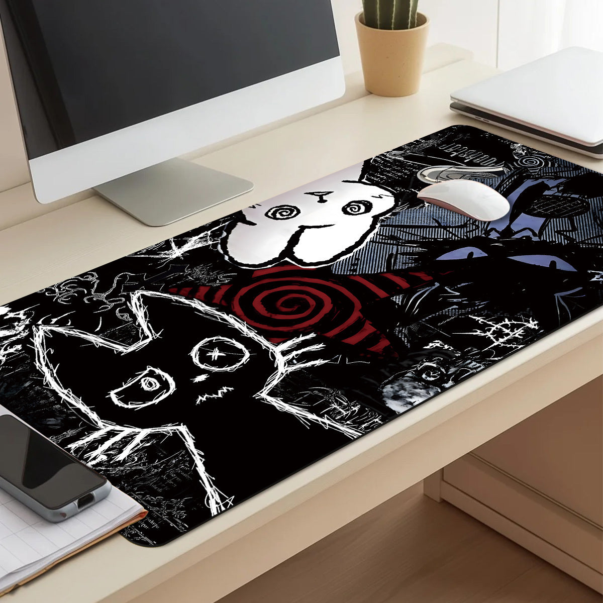Gothic Anime Cat Gaming Mouse Pad - Punk Skull Extended