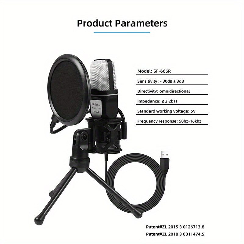 Microphone Condensateur Gaming USB - RGB 666R