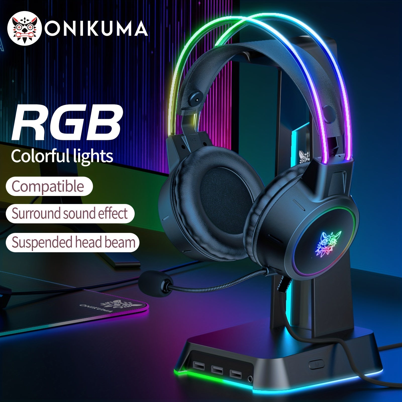 ONIKUMA Streaming Gaming Headset - Noise Canceling RGB