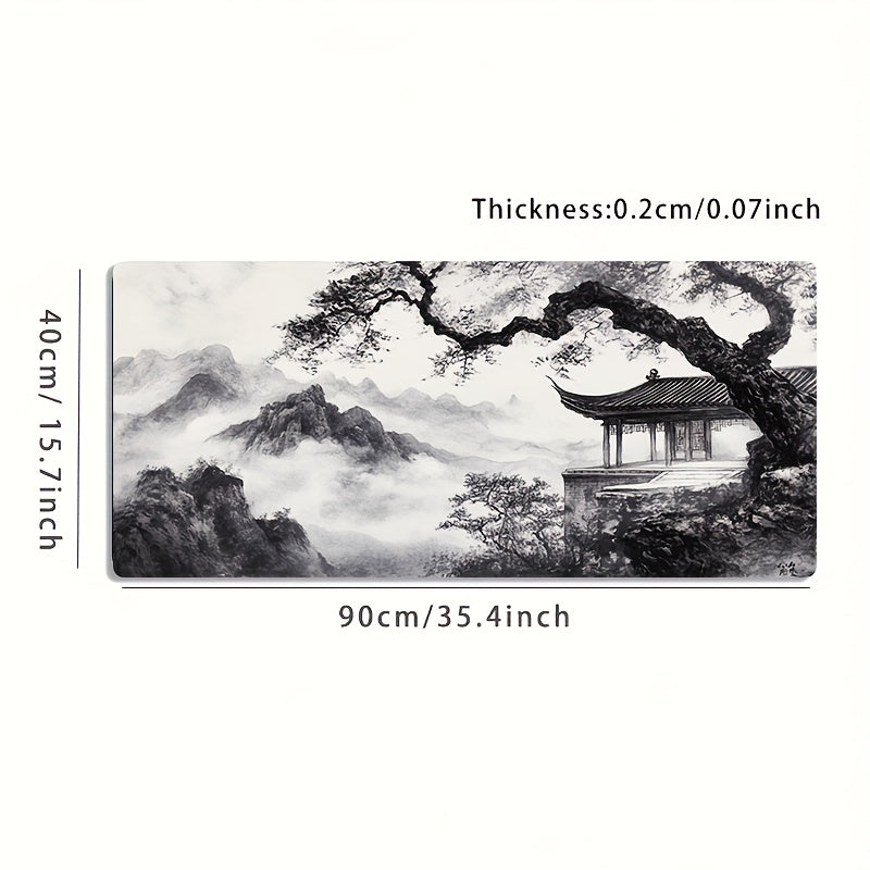 Chinese Ink Wash Gaming Mouse Pad - Ancient Pavilion Art