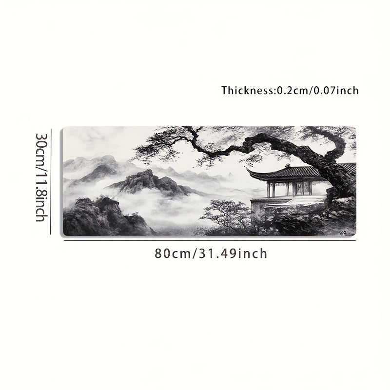 Chinese Ink Wash Gaming Mouse Pad - Ancient Pavilion Art