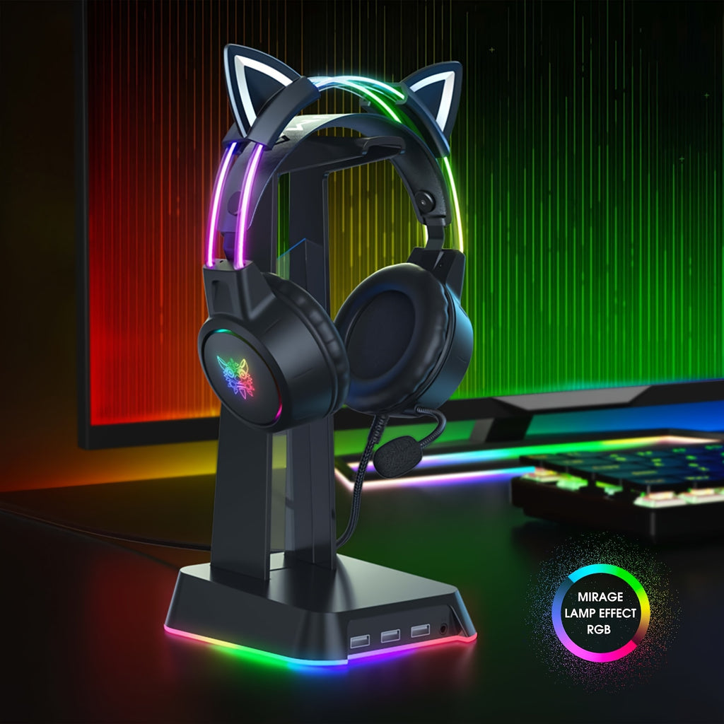Casque de jeu ONIKUMA à oreilles de chat - Oreilles détachables RGB