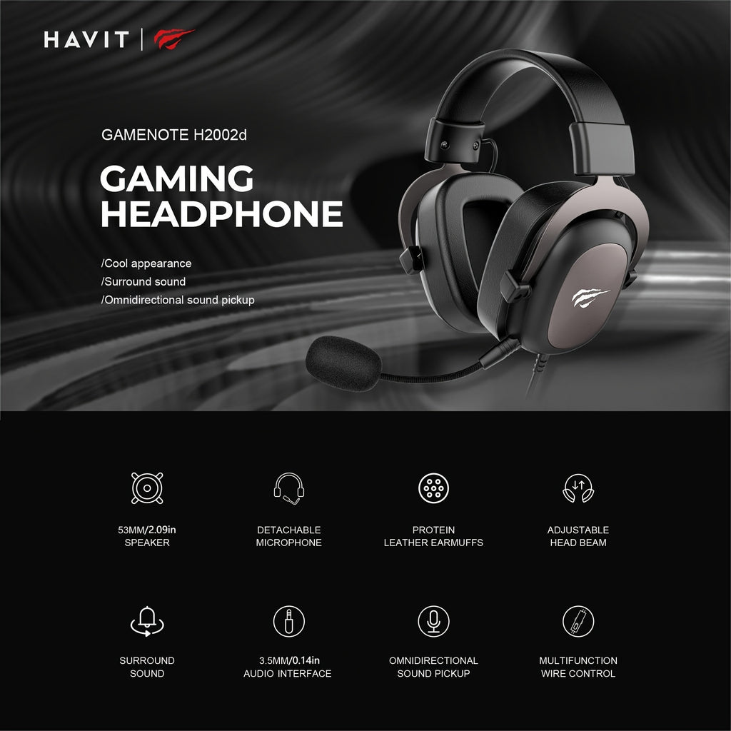 Casque de jeu HAVIT 53 mm - Cuir et son surround