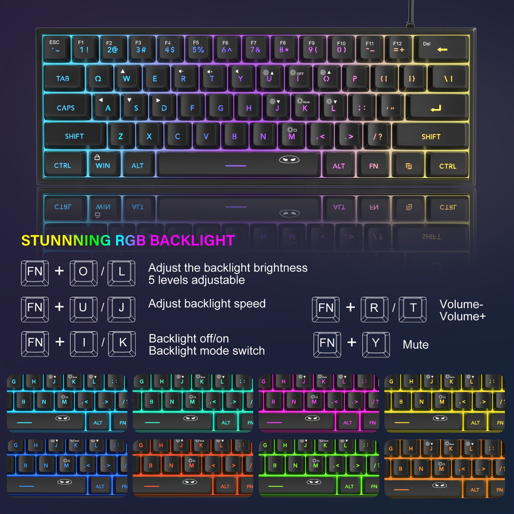 Clavier de jeu MAGEGEE TS91 60% - Rétroéclairage RVB