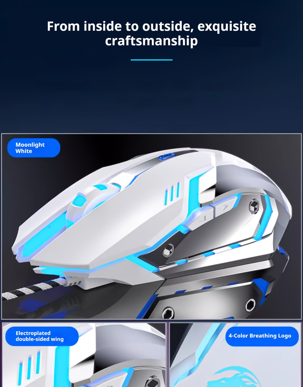 EWEADN - Silent Wired Gaming Mouse | Ergonomic & RGB