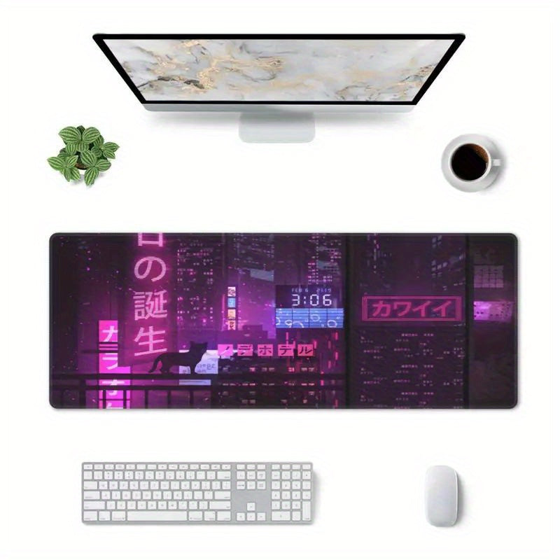 Tapis de souris gaming Cyber ​​Vaporwave - Esthétique rétro étendue