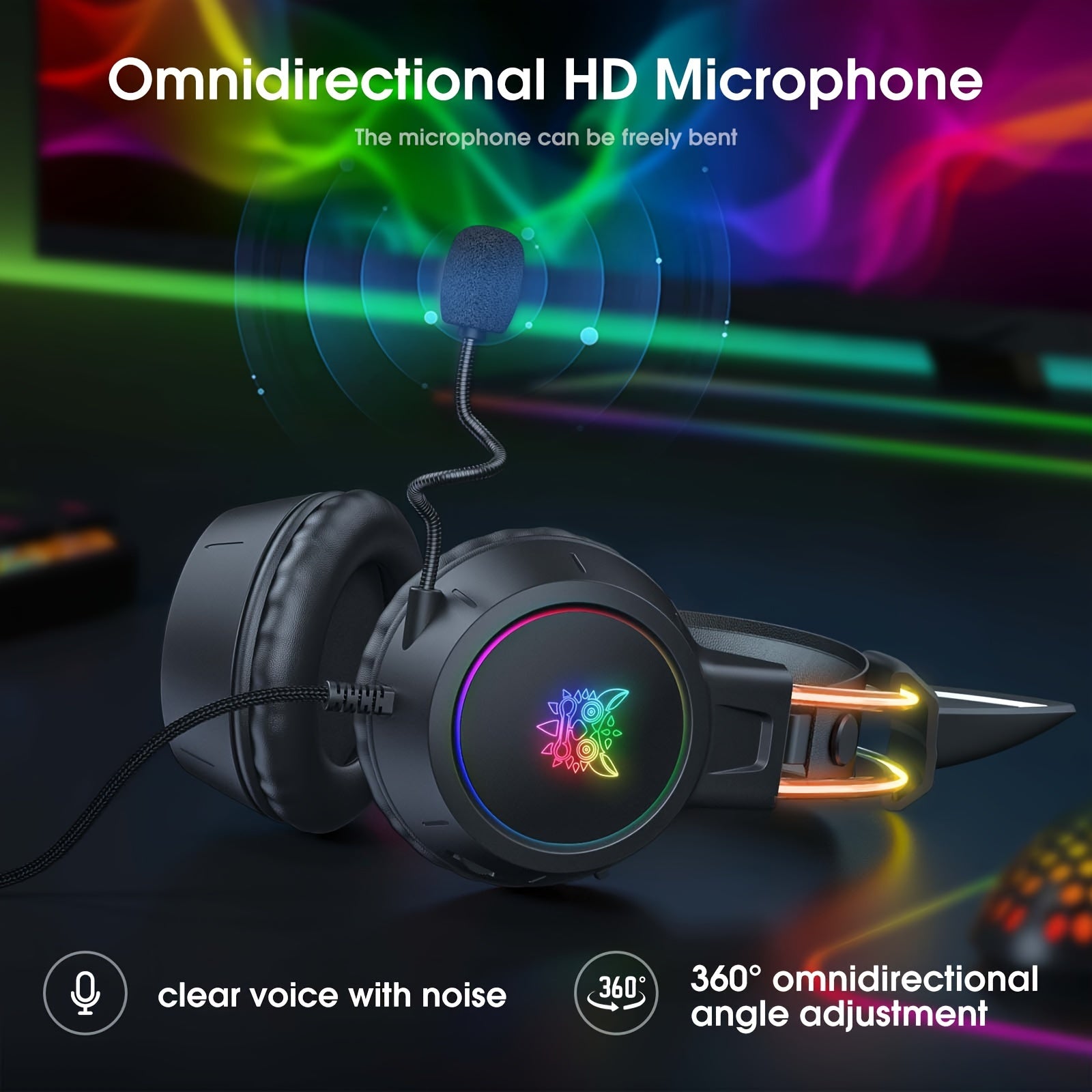 Casque de jeu ONIKUMA à oreilles de chat - Oreilles détachables RGB