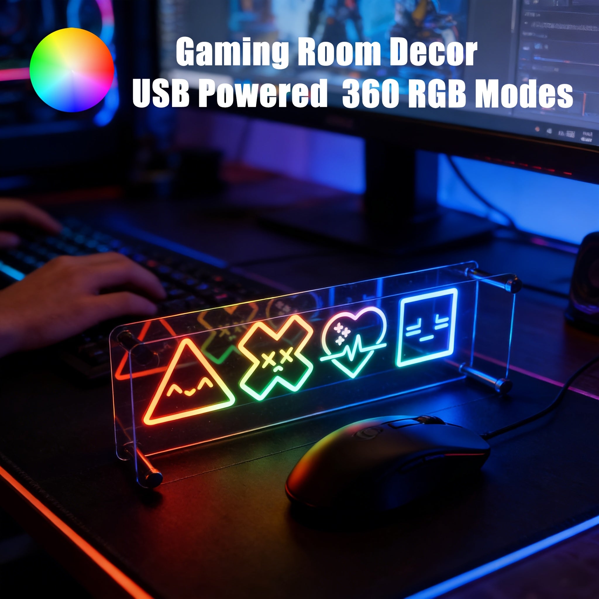 CHARGEMENT - Lampe de bureau de jeu RVB miroir infini 3D