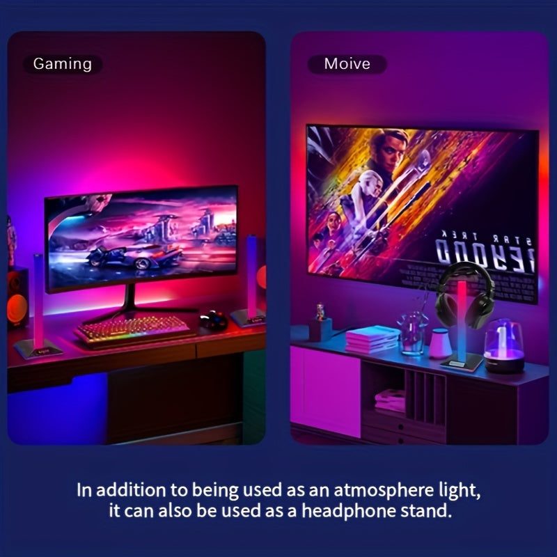 Lumière d'ambiance de jeu pour bureau - Support de casque LED